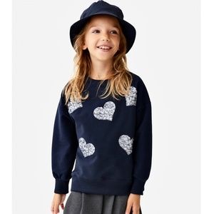 Zara girls blue navy sweatshirt with hearts